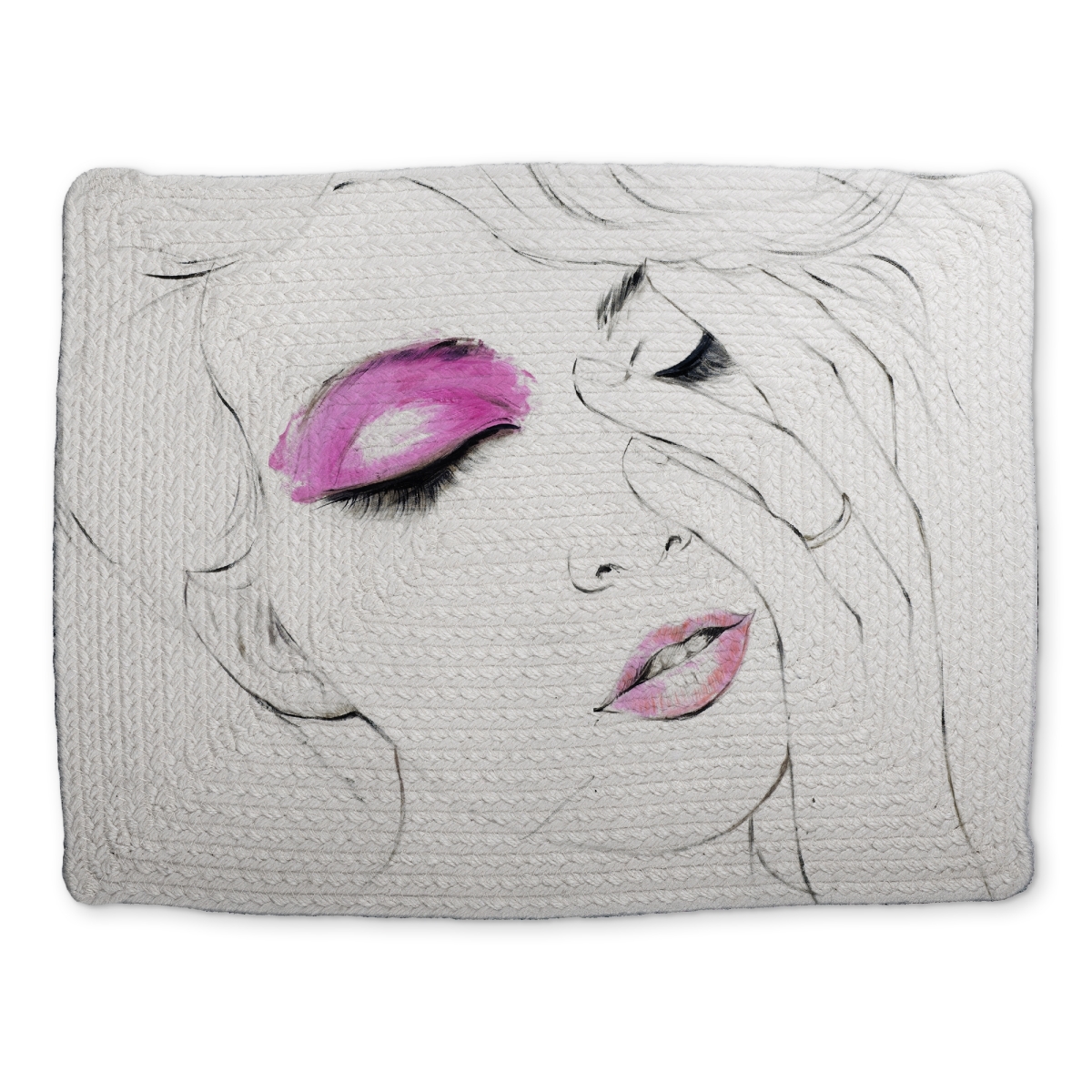 Picture of Begin Home Decor CBPM1418SWWBHG 14 x 18 in. Pink Makeup Bedroom Beauty White Braided Polyester Placemat