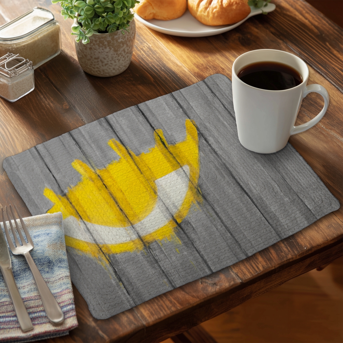 Picture of Begin Home Decor CBPM141890B7ZN 14 x 18 in. Yellow Eye Graffiti Placemat - Industrial Bedroom Decor
