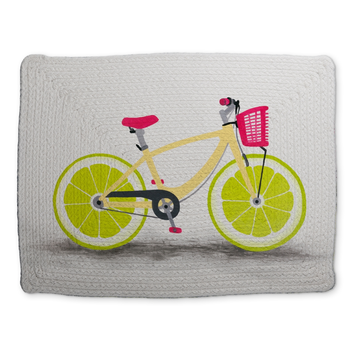 Picture of Begin Home Decor CBPM1418XTYDMU 14 x 18 in. Lime Wheel Bike Yellow Braided Placemat - Home Decor Essential