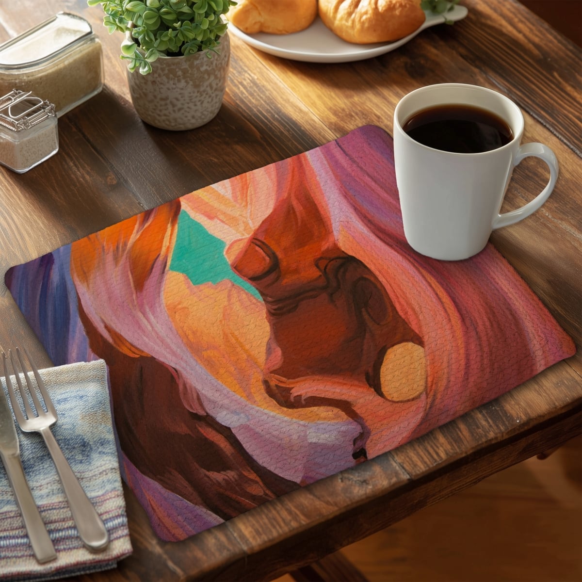 Picture of Begin Home Decor CBPM1418GIYGKA 14 x 18 in. Inside View of Antelope Canyon Blue Placemat - Home Decor