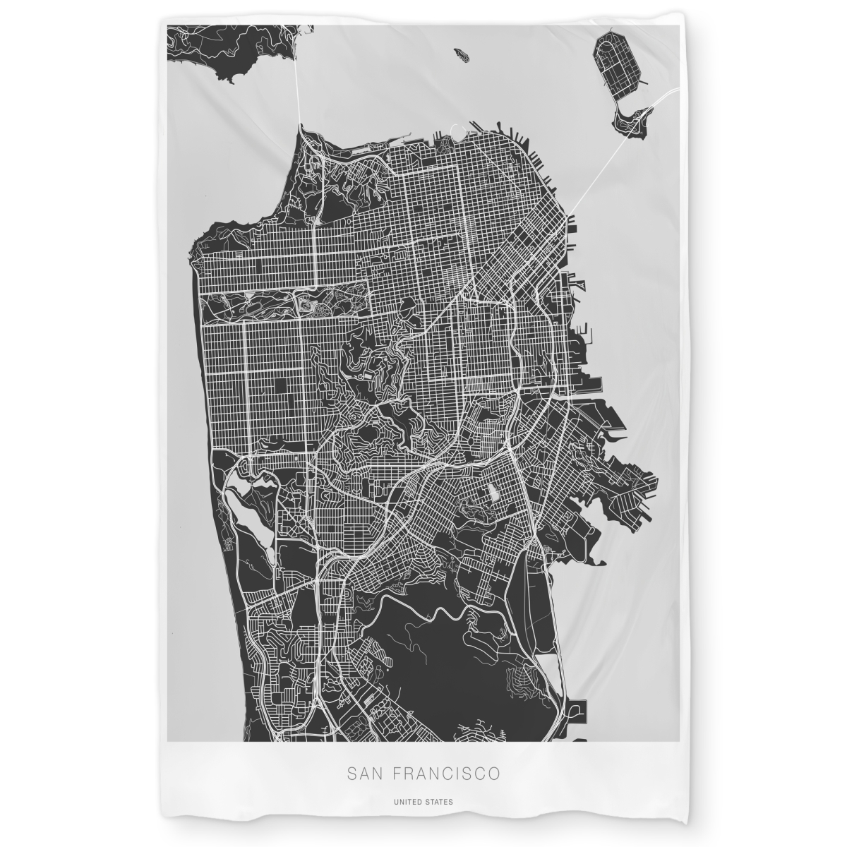 C1DCTXLWLXR8LX San Francisco Graphic Map Twin Size Extra Long Duvet Cover - Industrial Man Cave Decor
