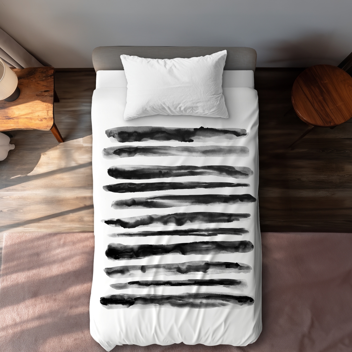 C1DCTXLW2FPKR6 Hatching Black Bathroom Twin Size Extra Long Duvet Cover - Stylish Home Decor