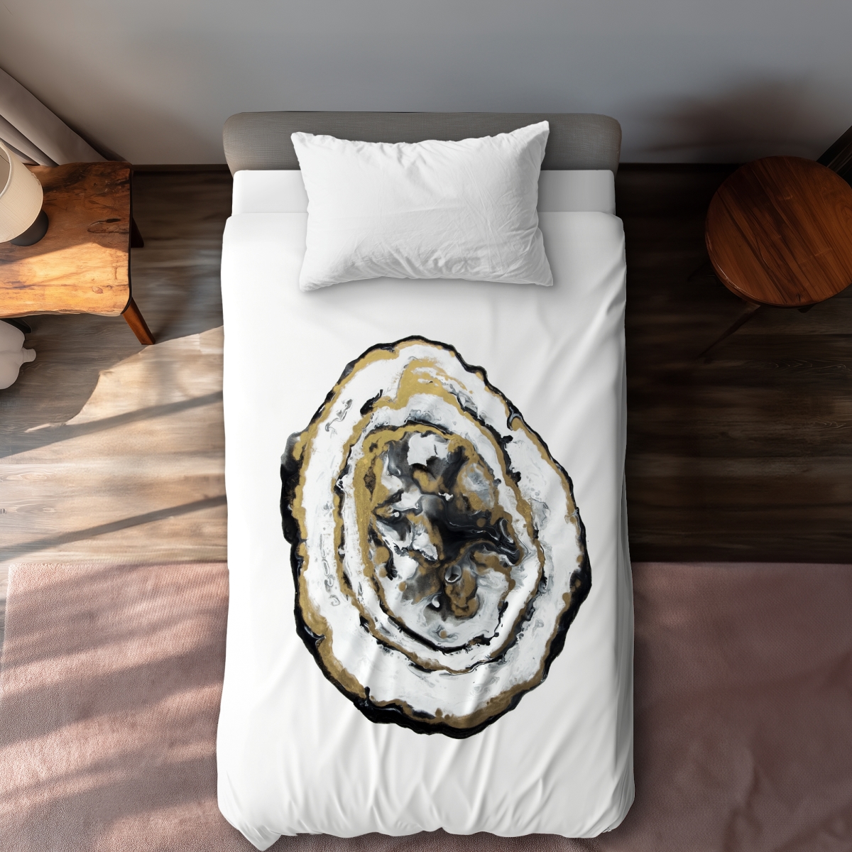 C1DCTXLW8D9BLC Golden Geode Black Abstract Twin Size Extra Long Duvet Cover - Home Decor Accent