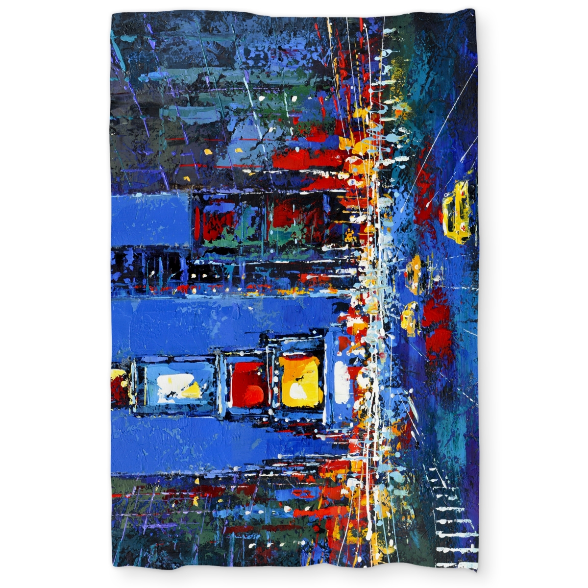 C1DCTXLWTNKJBU Times Square Illuminated Blue Contemporary Twin Size Extra Long Duvet Cover - Home Decor