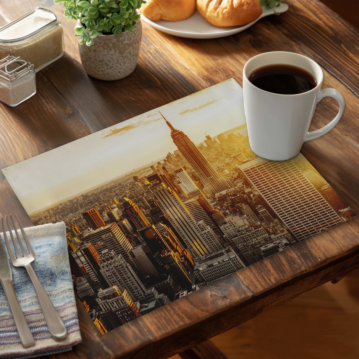 Picture of Begin Home Decor CPPM1418B3SEII 14 x 18 in. York City Sunset Placemat - Hyperrealist Home Decor