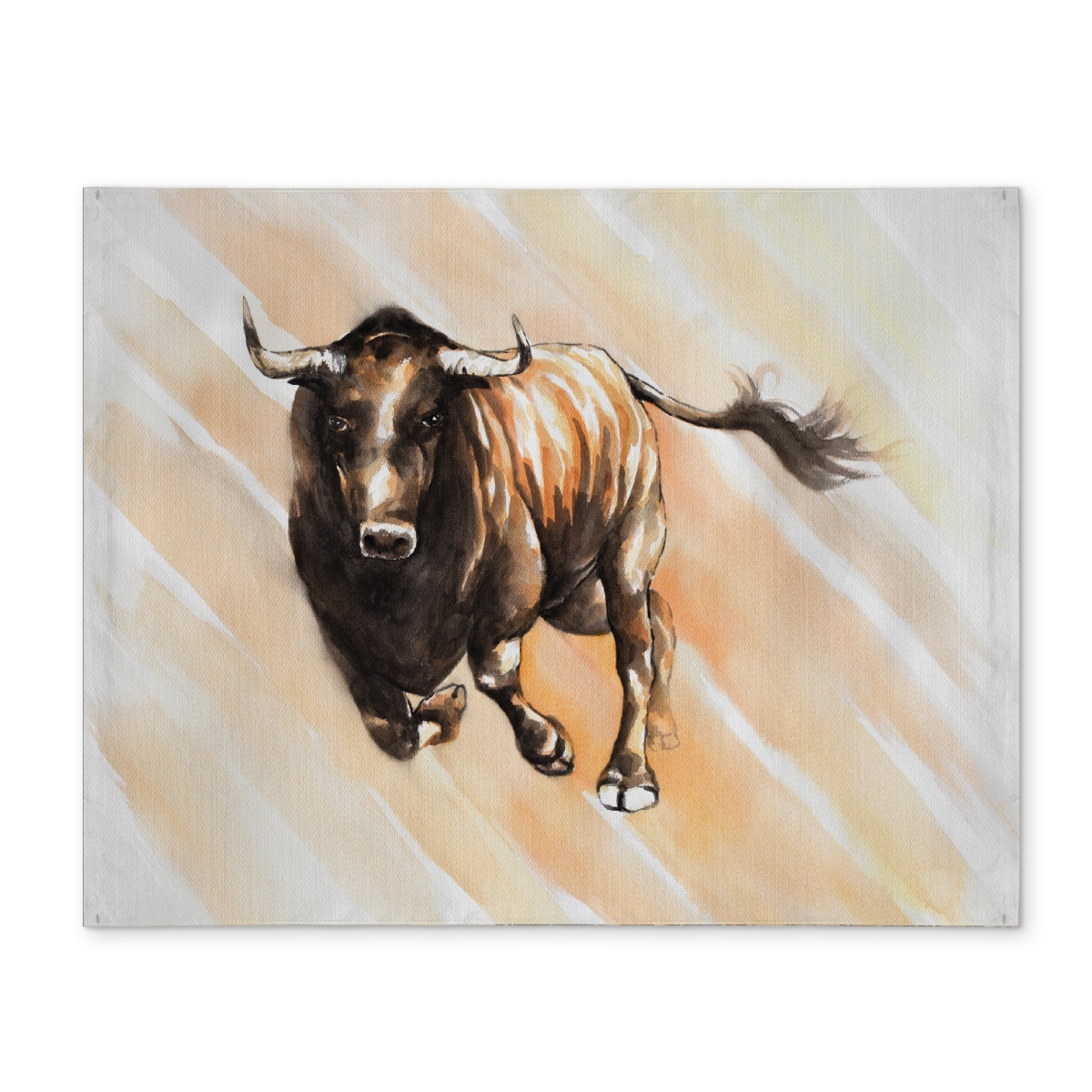 Picture of Begin Home Decor CPPM14189GEMY7 14 x 18 in. Bull Running Watercolor Placemat - Farm Animals Bedroom Decor