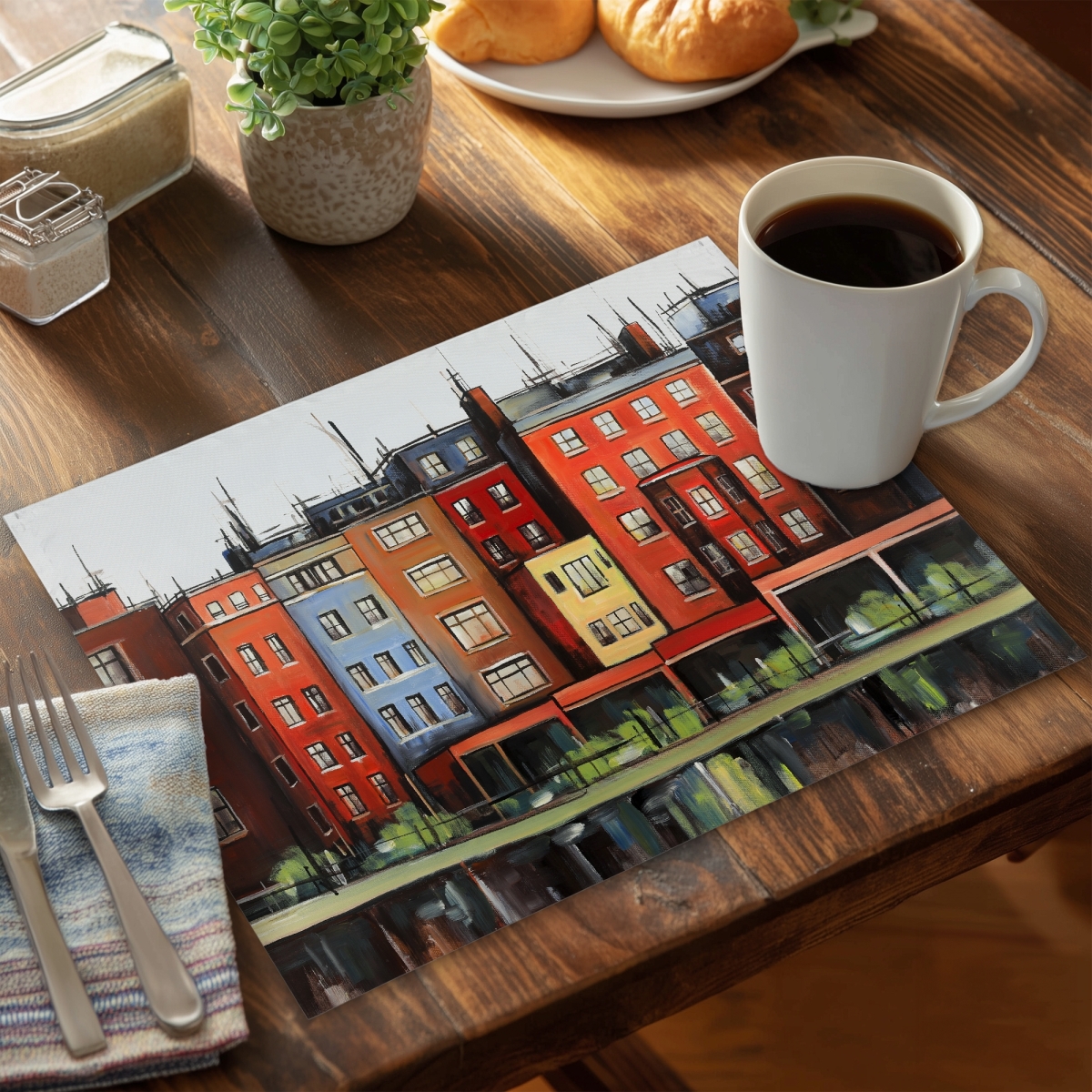 Picture of Begin Home Decor CPPM1418GZF42F 14 x 18 in. Boston Fall Colors Blue Bedroom Placemat - Polyester Home Decor