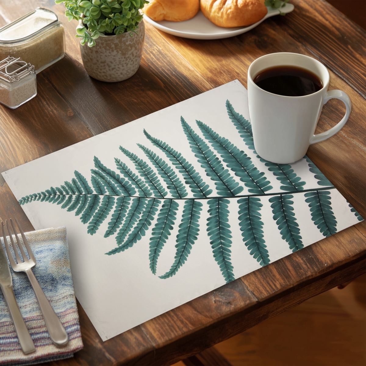 Picture of Begin Home Decor CPPM1418EO4VJR 14 x 18 in. Beautiful Fern Botanical Polyester Placemat - Home Decor