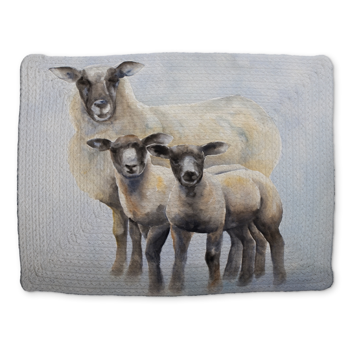Picture of Begin Home Decor CBPM1418VUPQZ8 14 x 18 in. Farm Animals Blue Bedroom Placemat - Sheep Family Decor