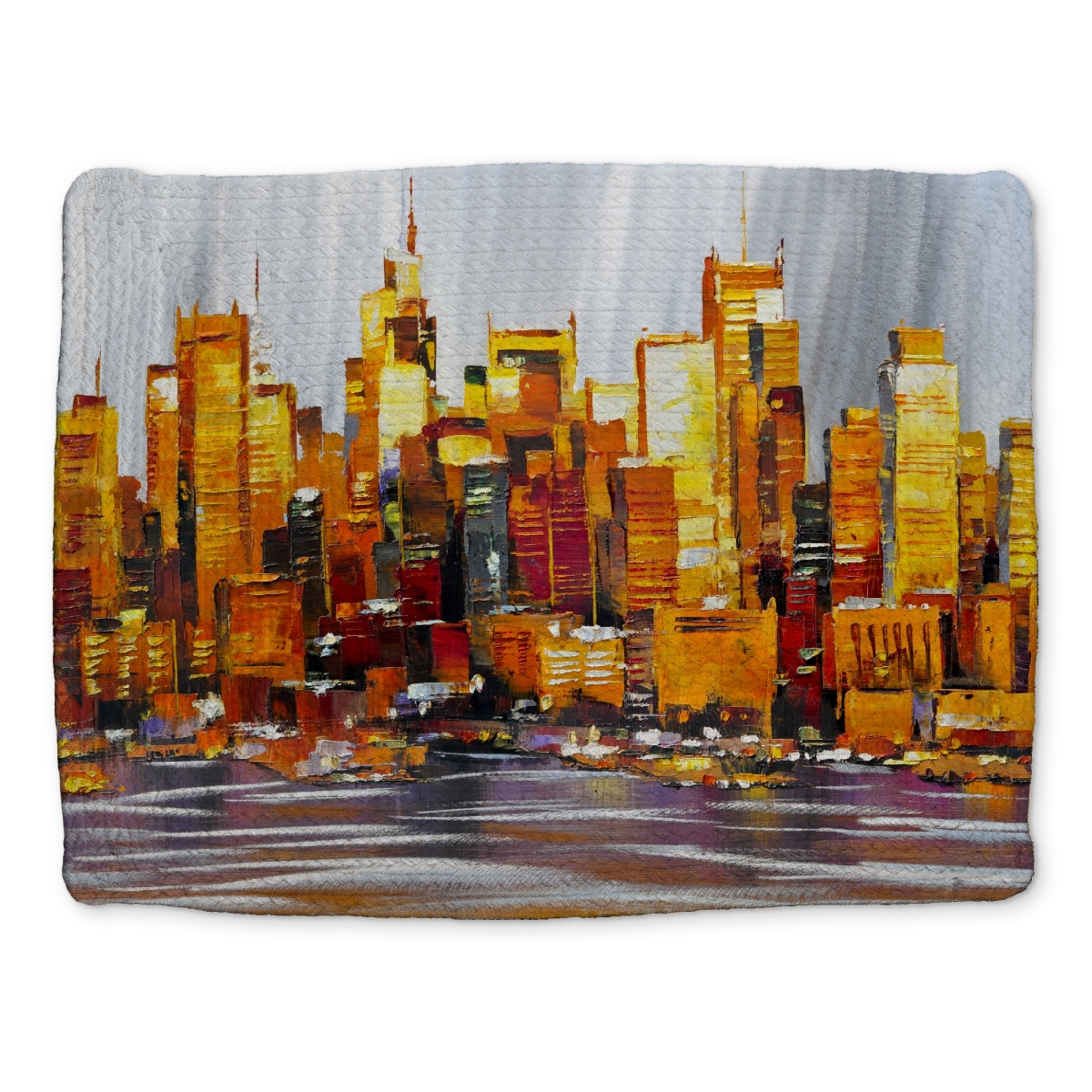 Picture of Begin Home Decor CBPM1418GPRRYZ 14 x 18 in. Orange Buildings Braided Polyester Placemat - Home Decor