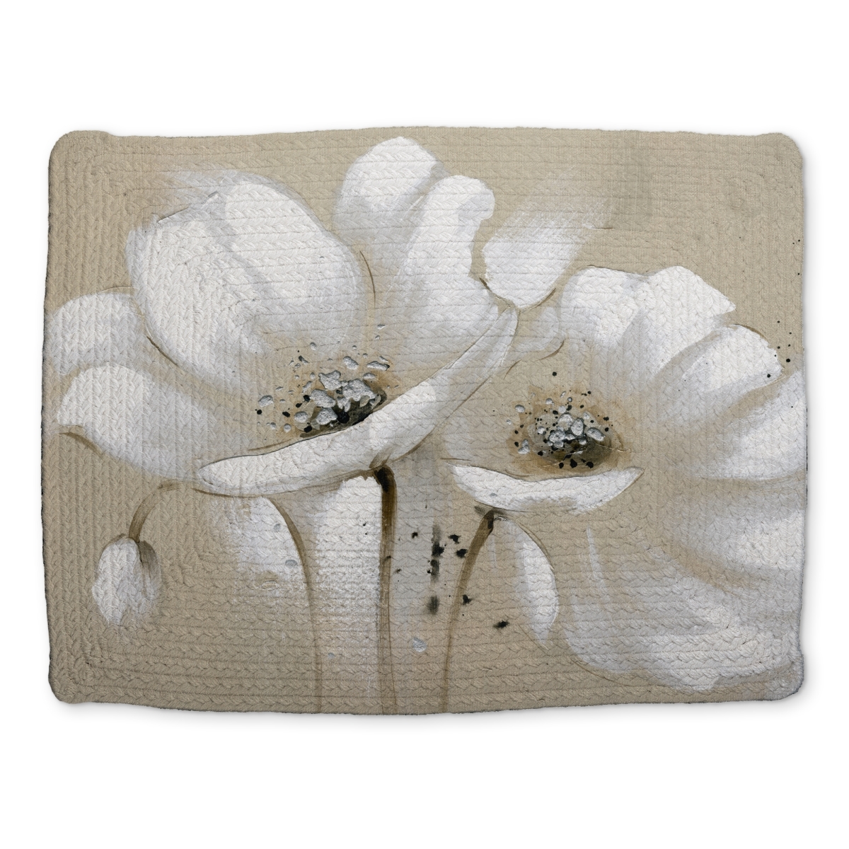 Picture of Begin Home Decor CBPM1418BQ4VN5 14 x 18 in. White Botanical Braided Placemat - Abstract Wild Flower Decor