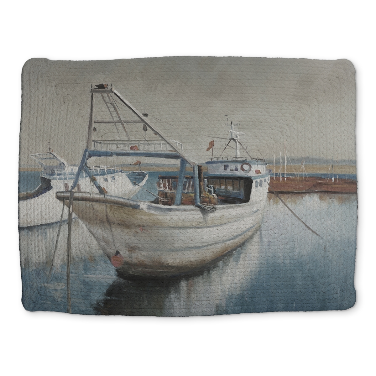 Picture of Begin Home Decor CBPM1418YLNI4U 14 x 18 in. Blue Coastal Braided Placemat - Fishing Boat Design Decor