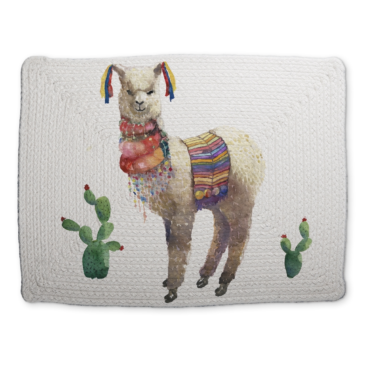 Picture of Begin Home Decor CBPM1418J9QBH5 14 x 18 in. Lama Parade Farm Animals Bedroom Placemat - Braided Polyester