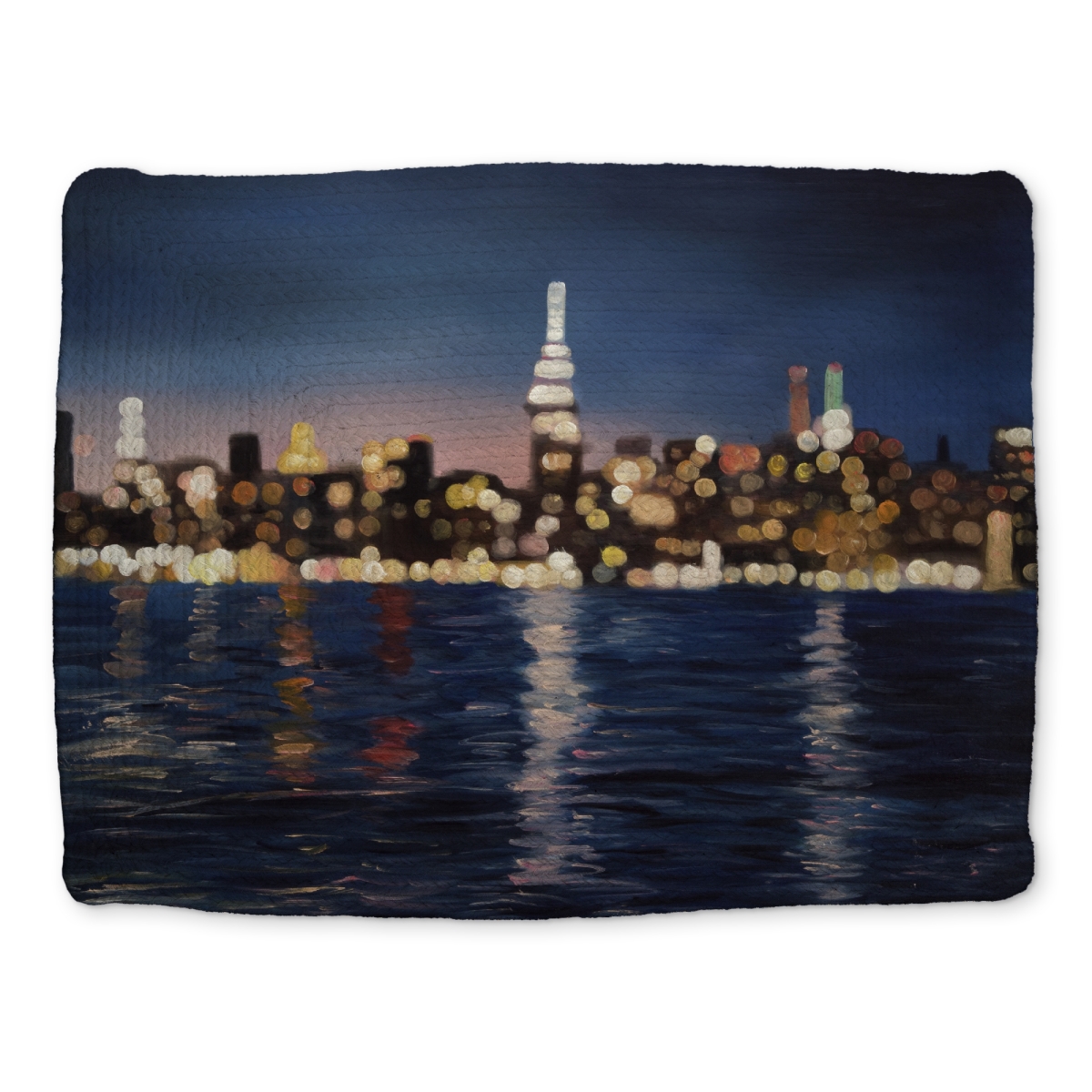 Picture of Begin Home Decor CBPM1418SH7OSL 14 x 18 in. Blue Braided Polyester Placemat - Blurry City by Night Decor