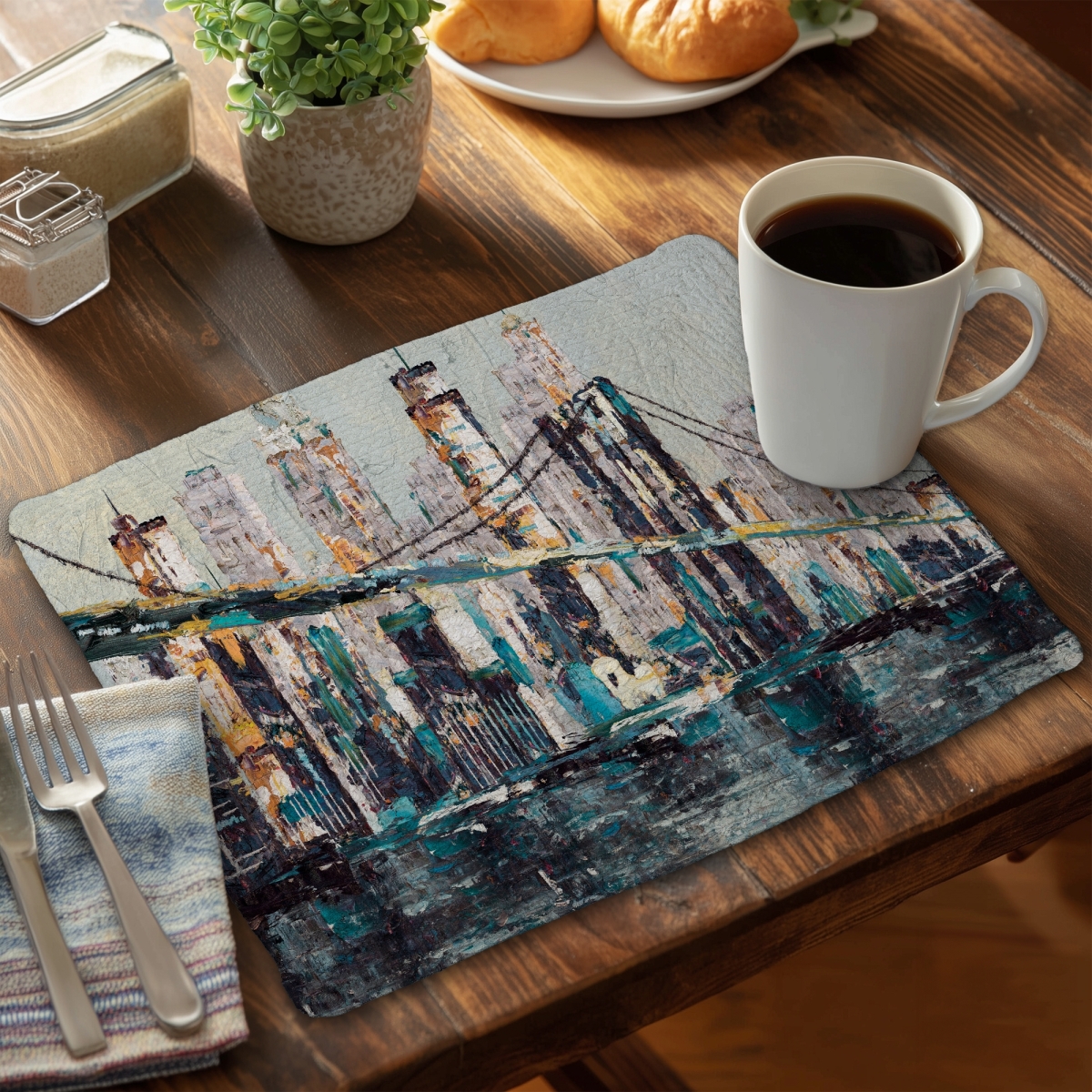 Picture of Begin Home Decor CBPM1418QN4D60 14 x 18 in. Abstract Bridge Braided Polyester Placemat - Home Decor Essential