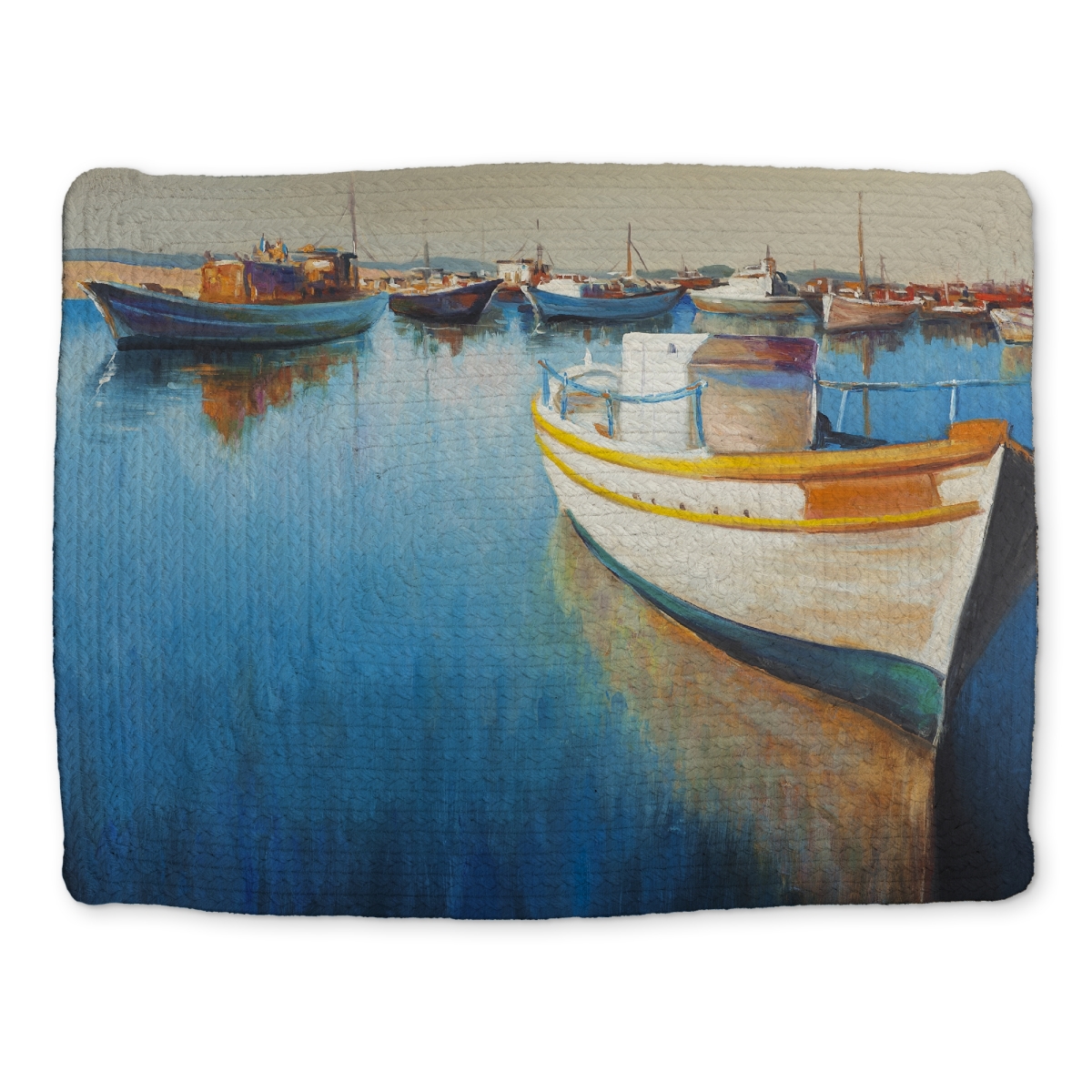 Picture of Begin Home Decor CBPM14183D6ETX 14 x 18 in. Coastal Contemporary Placemat - Fishing Boats at the Marina