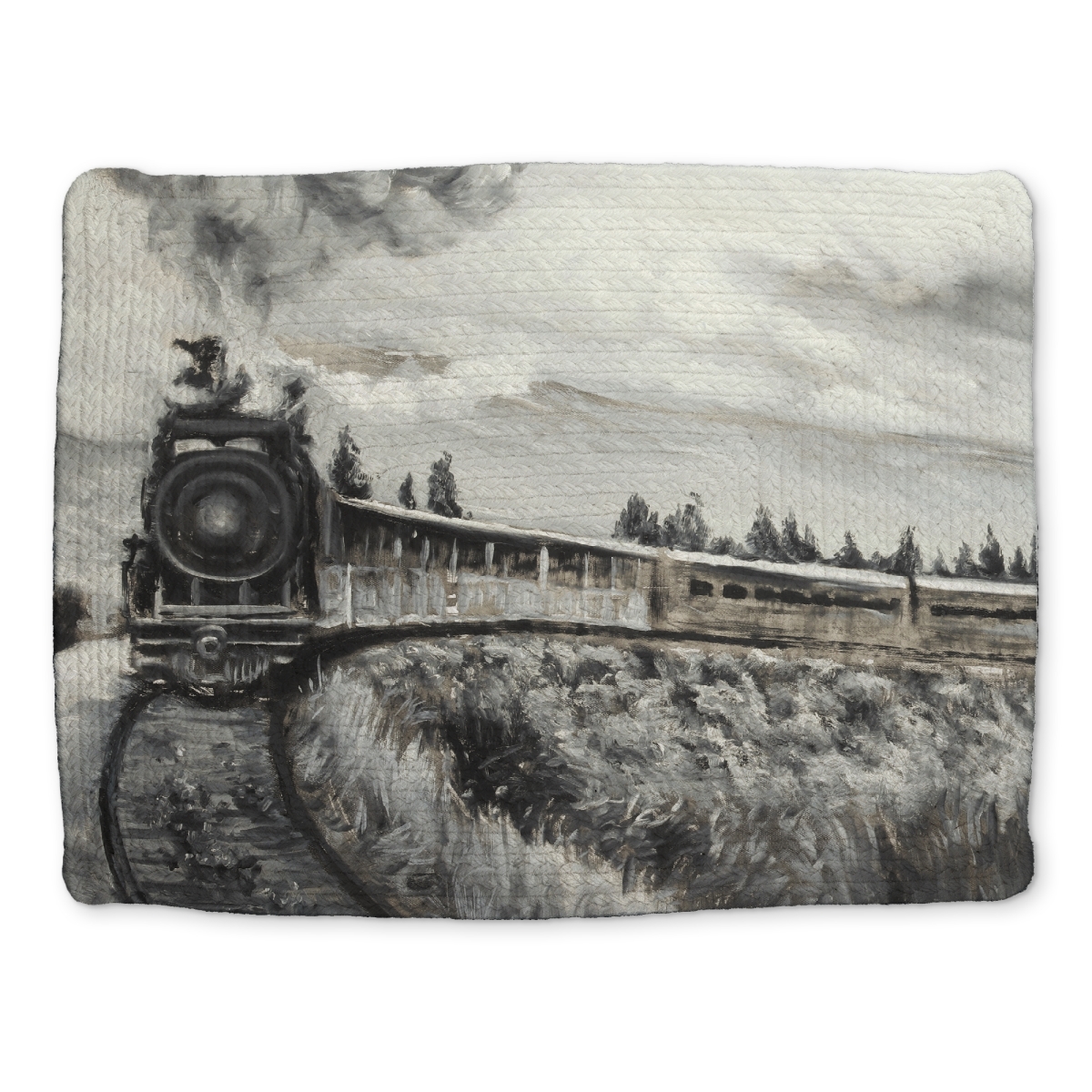 Picture of Begin Home Decor CBPM14185SFJ0L 14 x 18 in. Gray Contemporary Steam Engine Train Braided Placemat - Decor