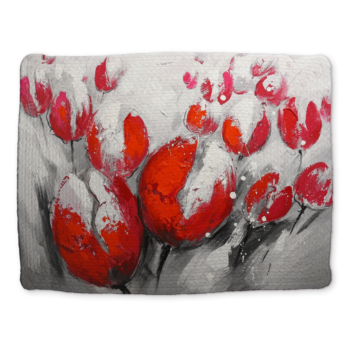 Picture of Begin Home Decor CBPM1418JBOKOS 14 x 18 in. Contemporary White Bedroom Placemat - Red Tulips Design