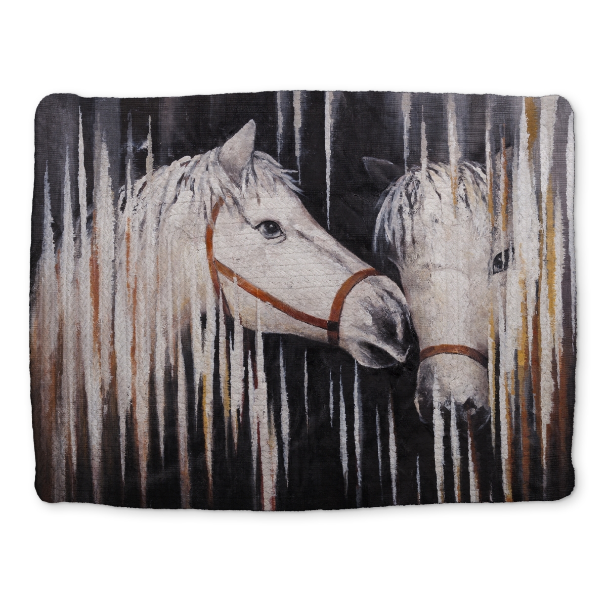 Picture of Begin Home Decor CBPM1418NY644I 14 x 18 in. Two White Horses Kissing Farm Animals Placemat - Home Decor