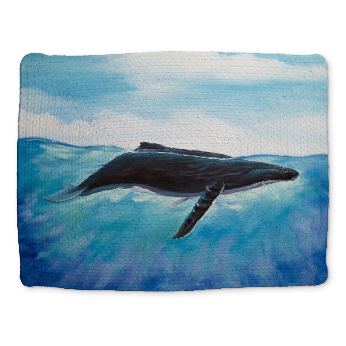 Picture of Begin Home Decor CBPM1418JJIDZK 14 x 18 in. Blue Whale Braided Polyester Placemat - Marine Home Decor
