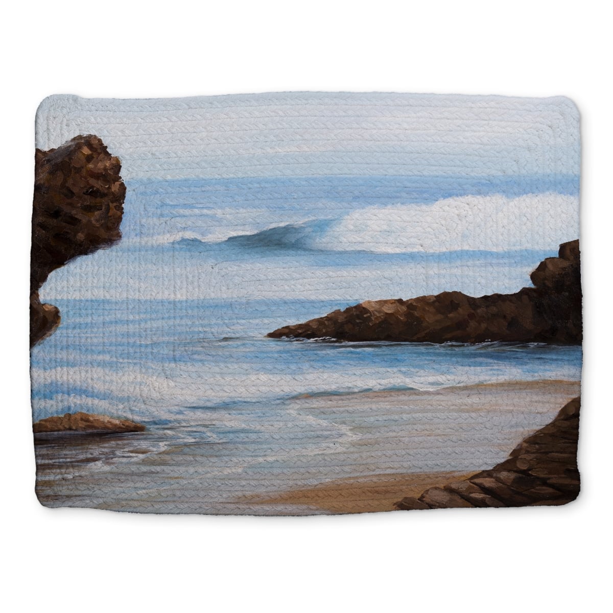 Picture of Begin Home Decor CBPM1418XSFRU0 14 x 18 in. Marine Blue Braided Polyester Placemat - Rocks & Seaside Decor