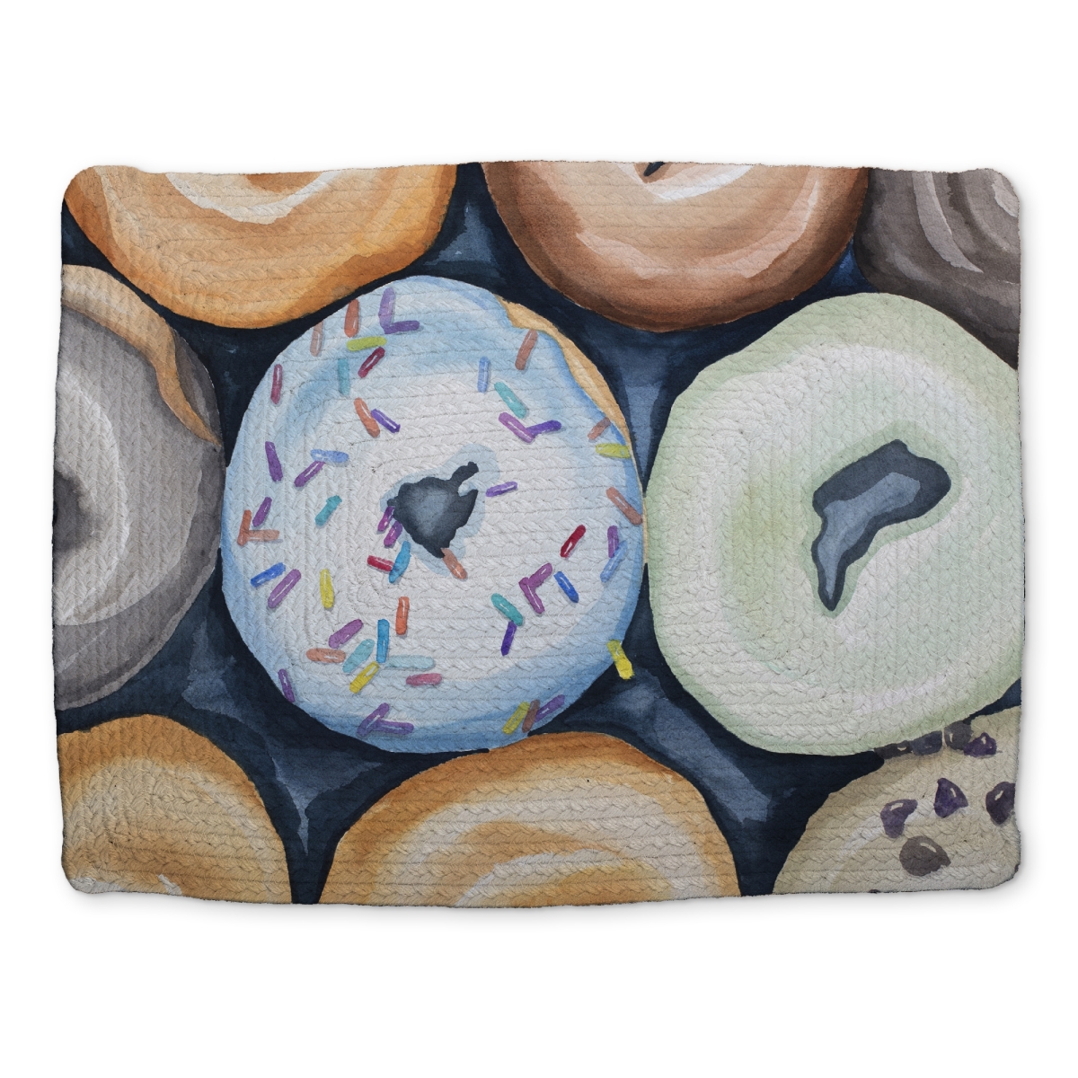 Picture of Begin Home Decor CBPM1418IHKE94 14 x 18 in. Watercolor Doughnut Placemat - Braided Polyester Home Decor