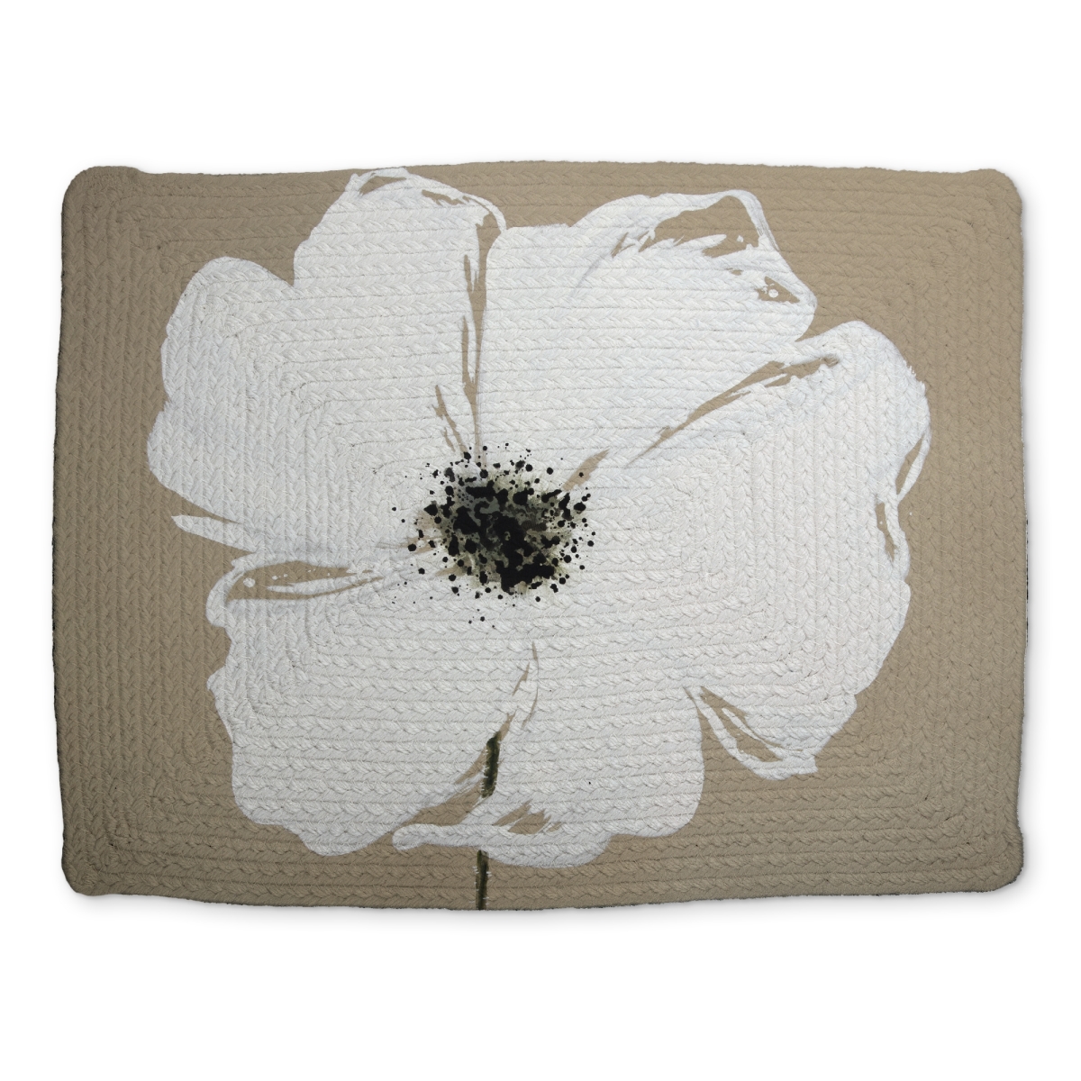 Picture of Begin Home Decor CBPM1418BYRTY7 14 x 18 in. White Contemporary Braided Placemat - Abstract Petals Decor