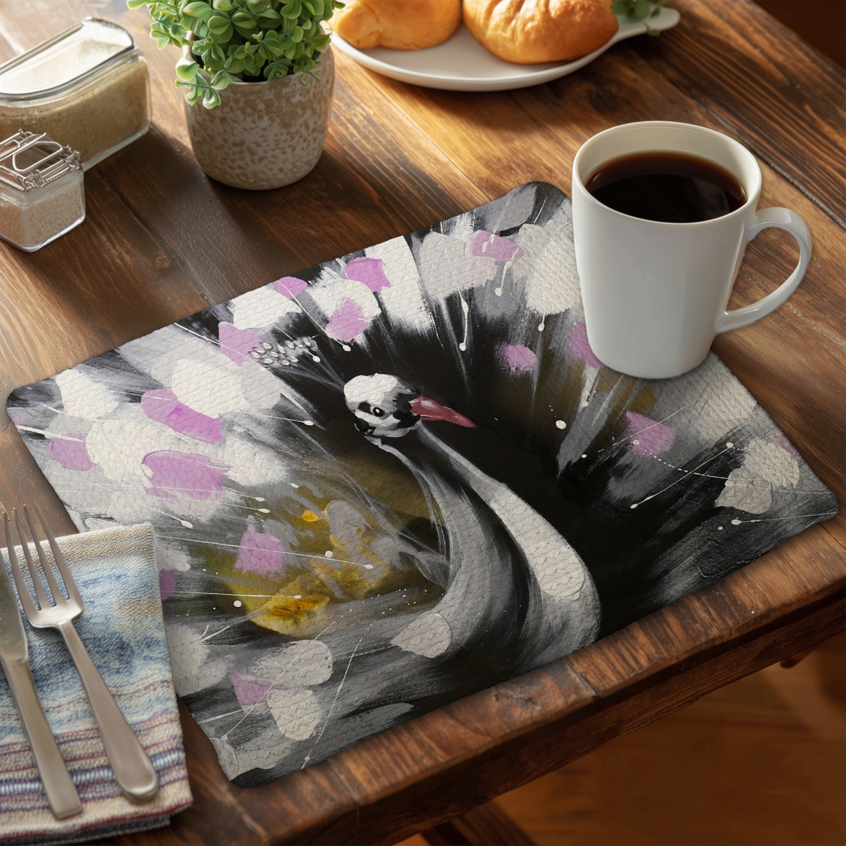 Picture of Begin Home Decor CBPM1418NXYXQU 14 x 18 in. Contemporary White Braided Placemat - Beautiful Peacock Decor