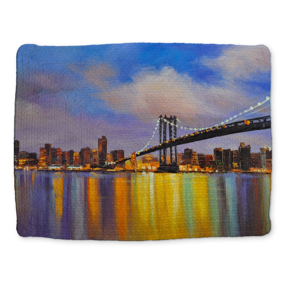 Picture of Begin Home Decor CBPM141838QMOC 14 x 18 in. Building Cities Blue Braided Placemat - Colorful City Design