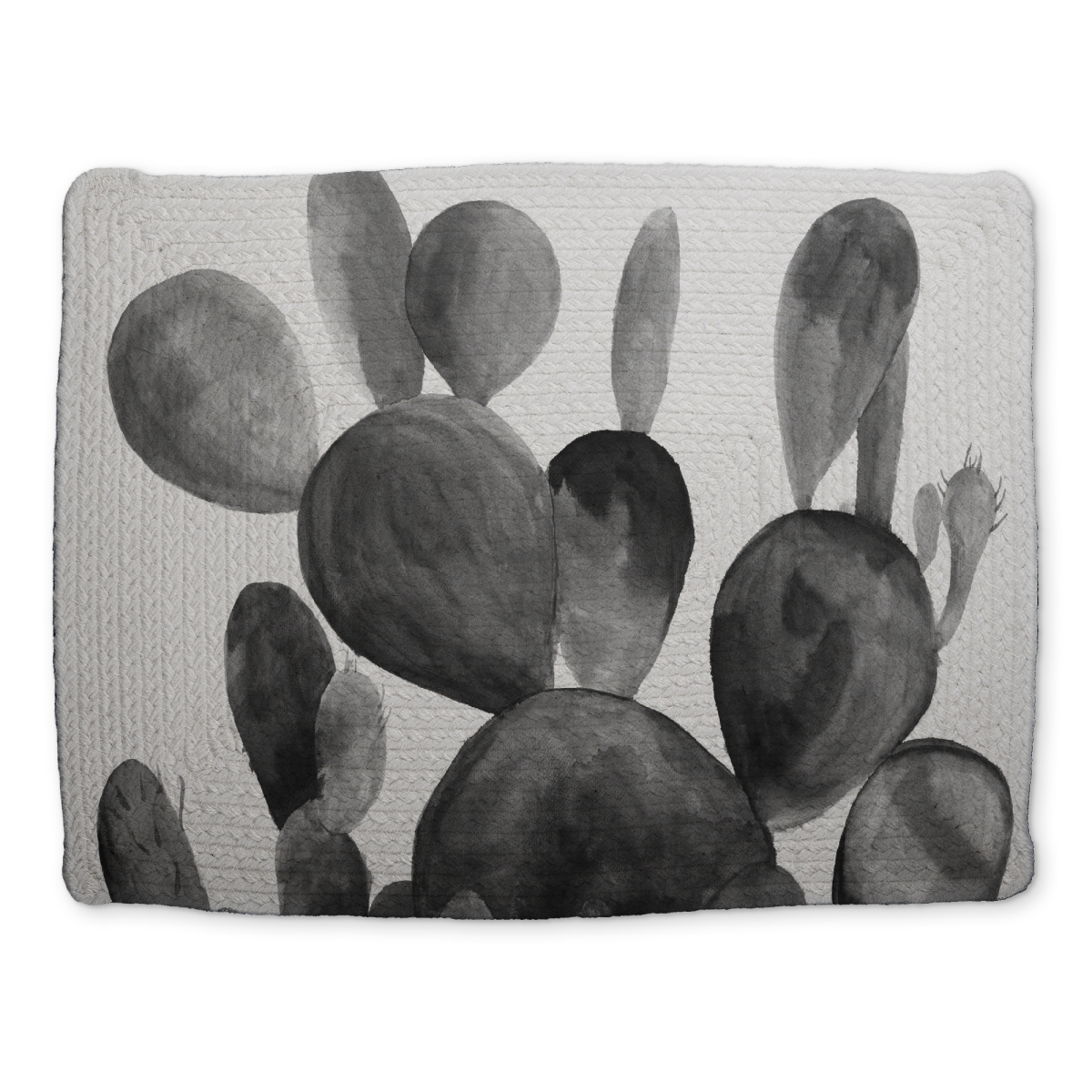 Picture of Begin Home Decor CBPM1418V328LB 14 x 18 in. Floral Gray Exotic Braided Placemat - Grayscale Cactus Decor