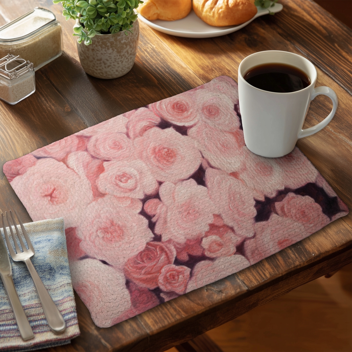 Picture of Begin Home Decor CBPM1418IRX3AD 14 x 18 in. Pink Floral Bedroom Placemat - Pink Flower Field Home Decor