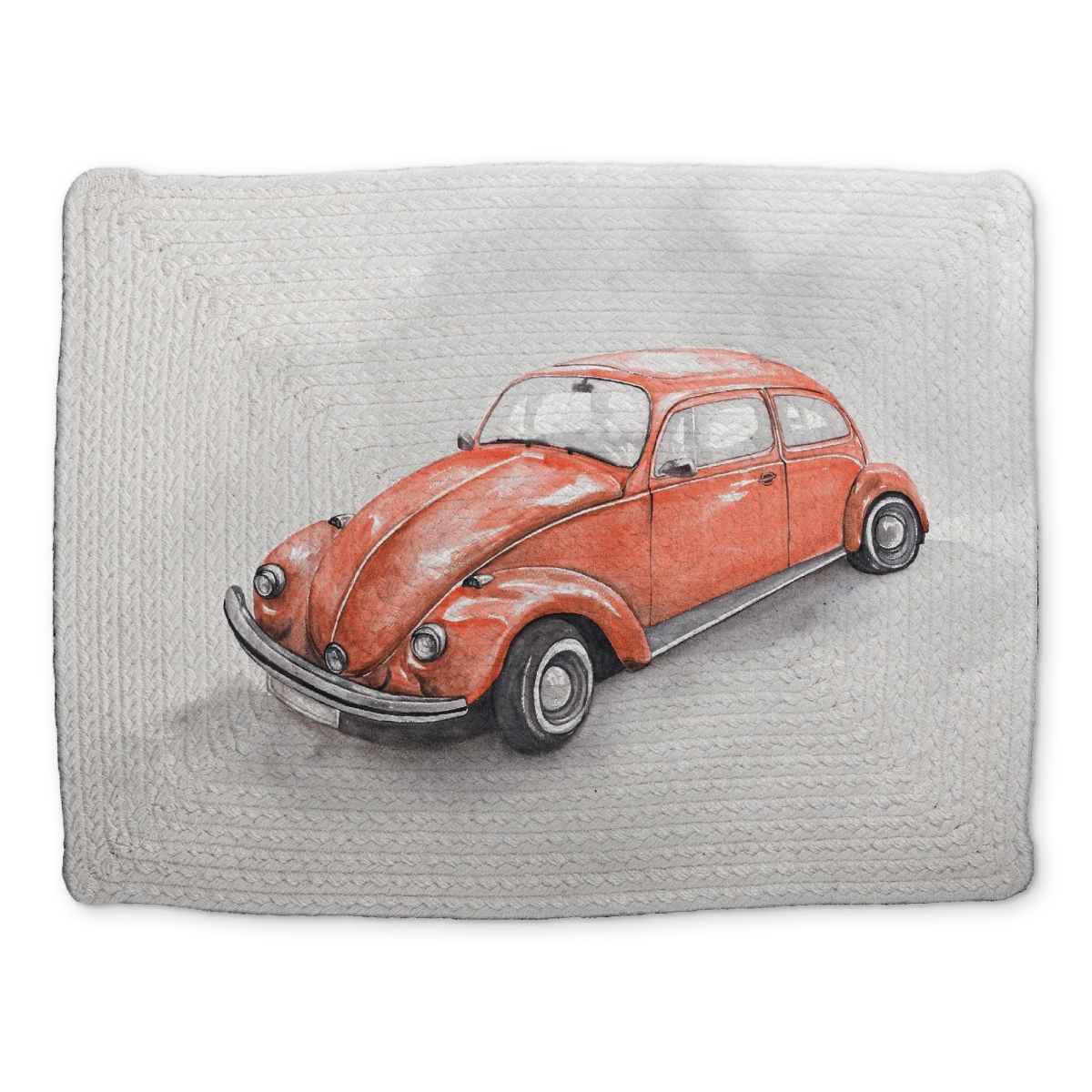 Picture of Begin Home Decor CBPM1418BG5CK3 14 x 18 in. Vintage Red Beetle Car Placemat - Braided Polyester Decor
