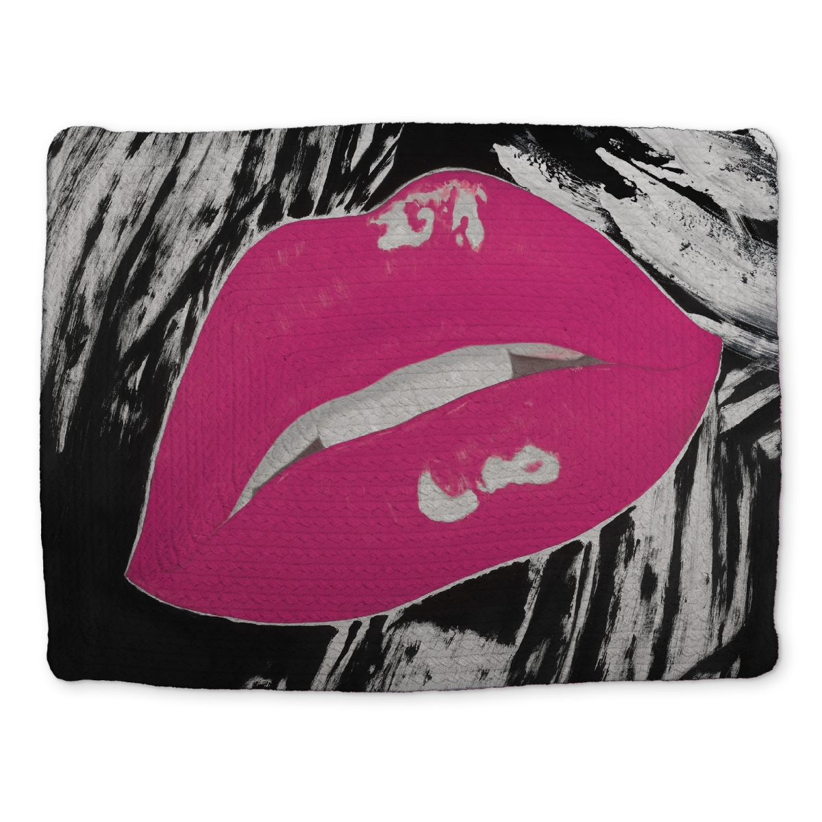 Picture of Begin Home Decor CBPM1418JTYR9Y 14 x 18 in. Romantic Black Beauty Braided Placemat - Kissable Pink Lips
