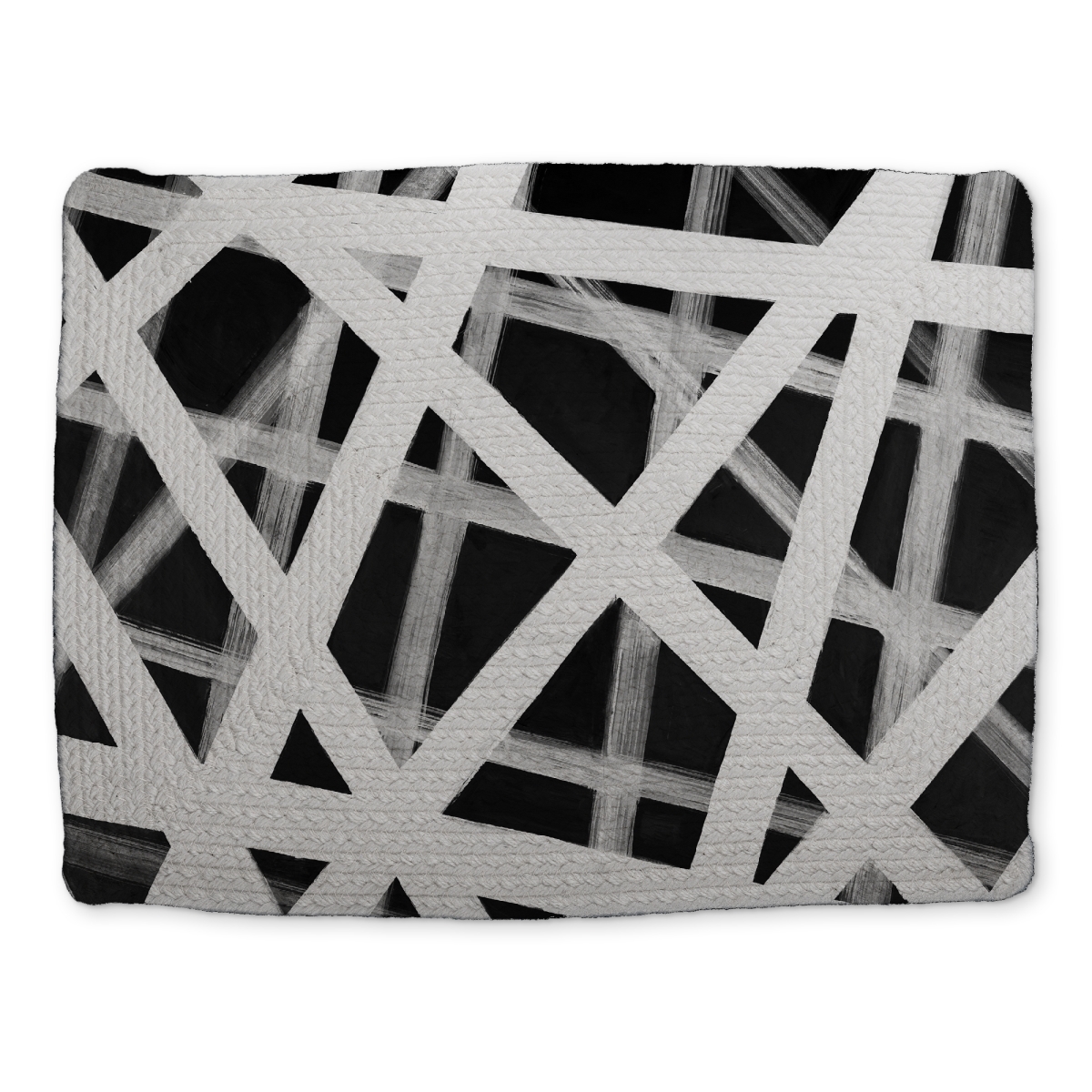 Picture of Begin Home Decor CBPM1418XSWO97 14 x 18 in. Geometric Stripes White Braided Polyester Placemat - Home Decor