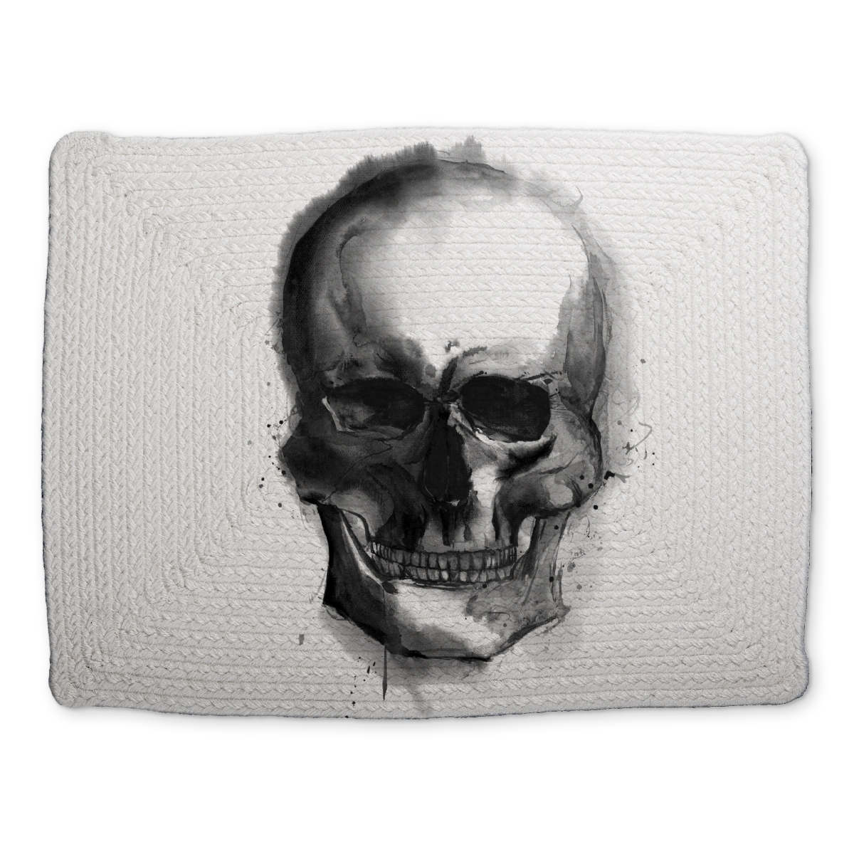 Picture of Begin Home Decor CBPM14187GVFC4 14 x 18 in. Watercolor Dark Skull Placemat - Braided Polyester Decor