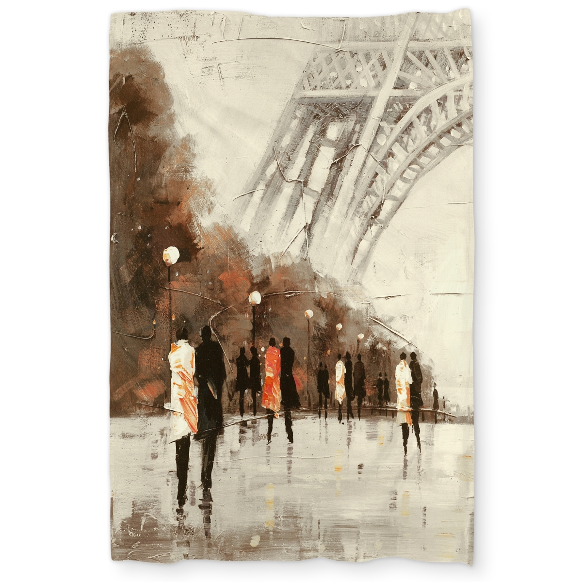 C1DCTXLWKTMC5I People Walking Near the Eiffel Tower - Brown Twin Size Extra Long Duvet Cover