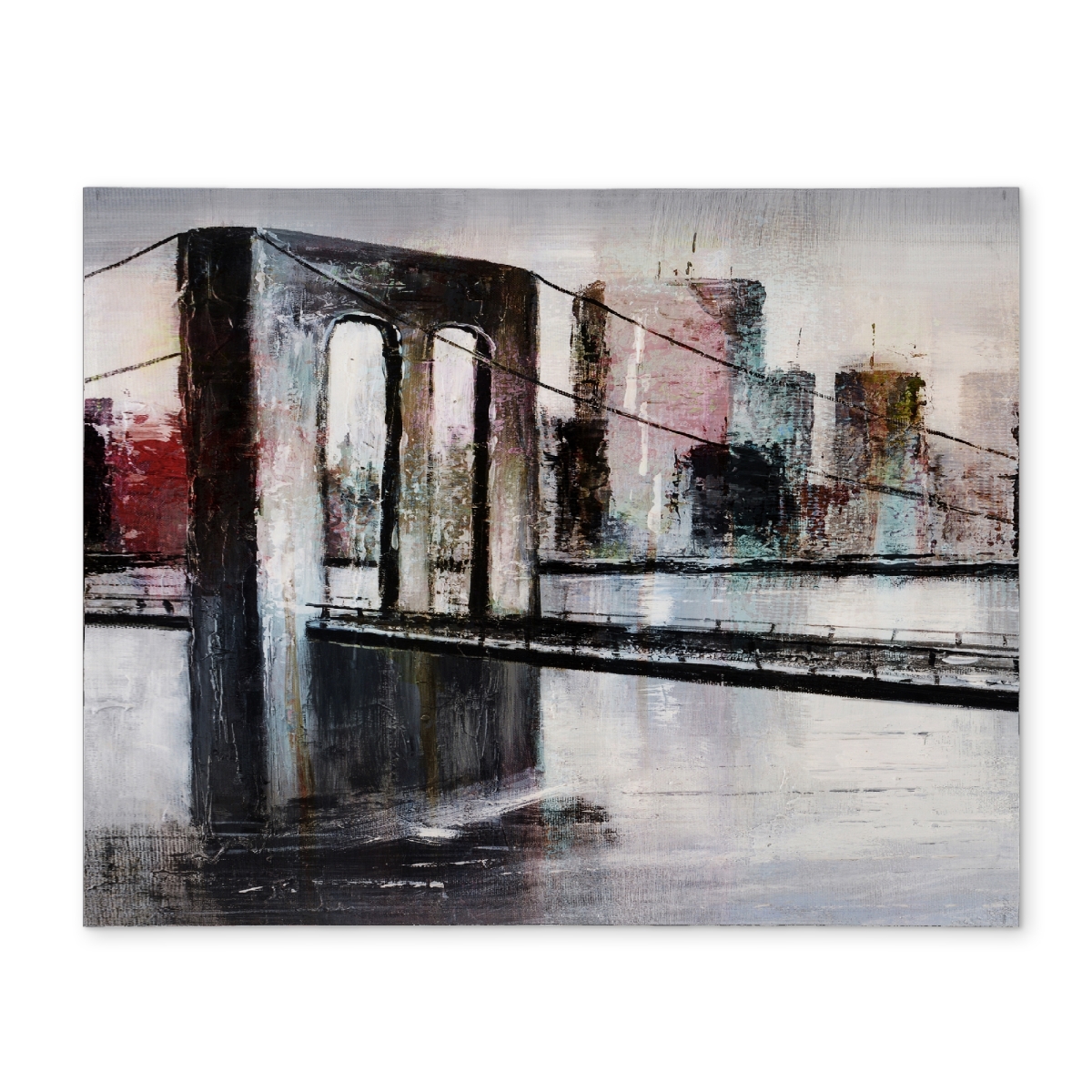 Picture of Begin Home Decor CPPM1418QDRXTA 14 x 18 in. Abstract Bridge Cityscape Gray Polyester Placemat - Home Decor