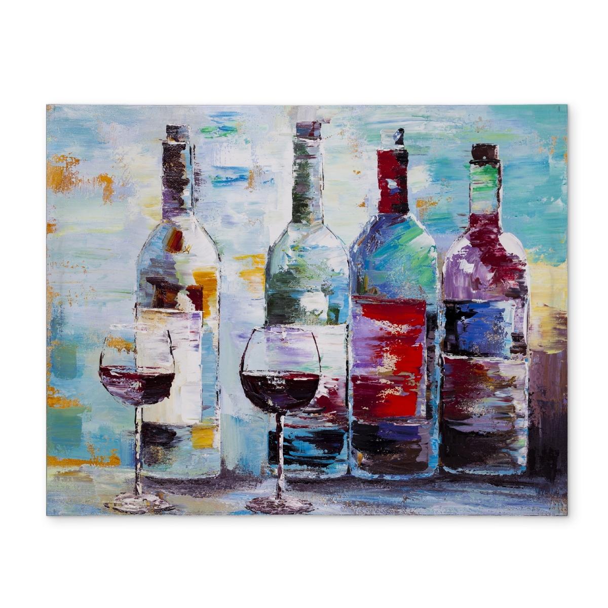 CPPM1418XRBUW1 14 x 18 in. Contemporary Blue Polyester Placemat - Four Bottles of Wine