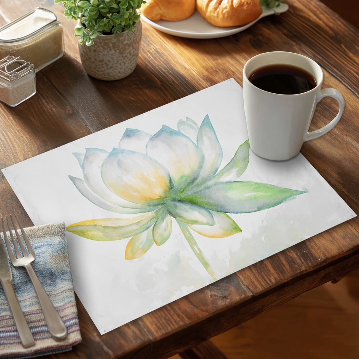 Picture of Begin Home Decor CPPM1418EEMXCM 14 x 18 in. Lotus Flower Placemat - Exotic Floral & Botanical Bedroom Decor