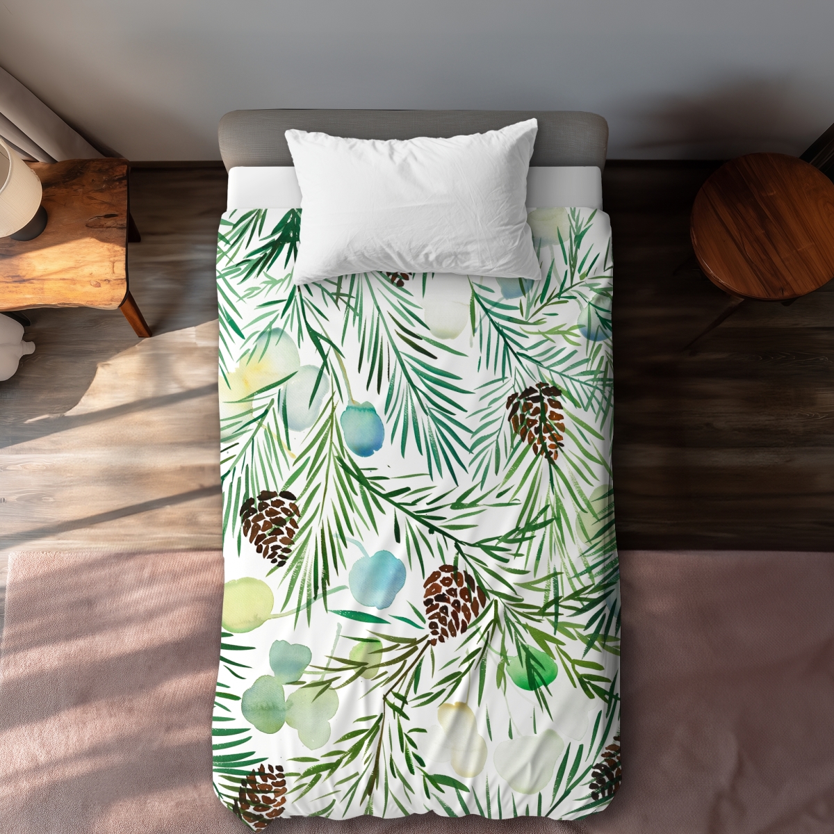 C1DCTXLW9QPVFR Pine Cone Pattern Minimalist Seasons Twin Size Extra Long Duvet Cover - Home Decor