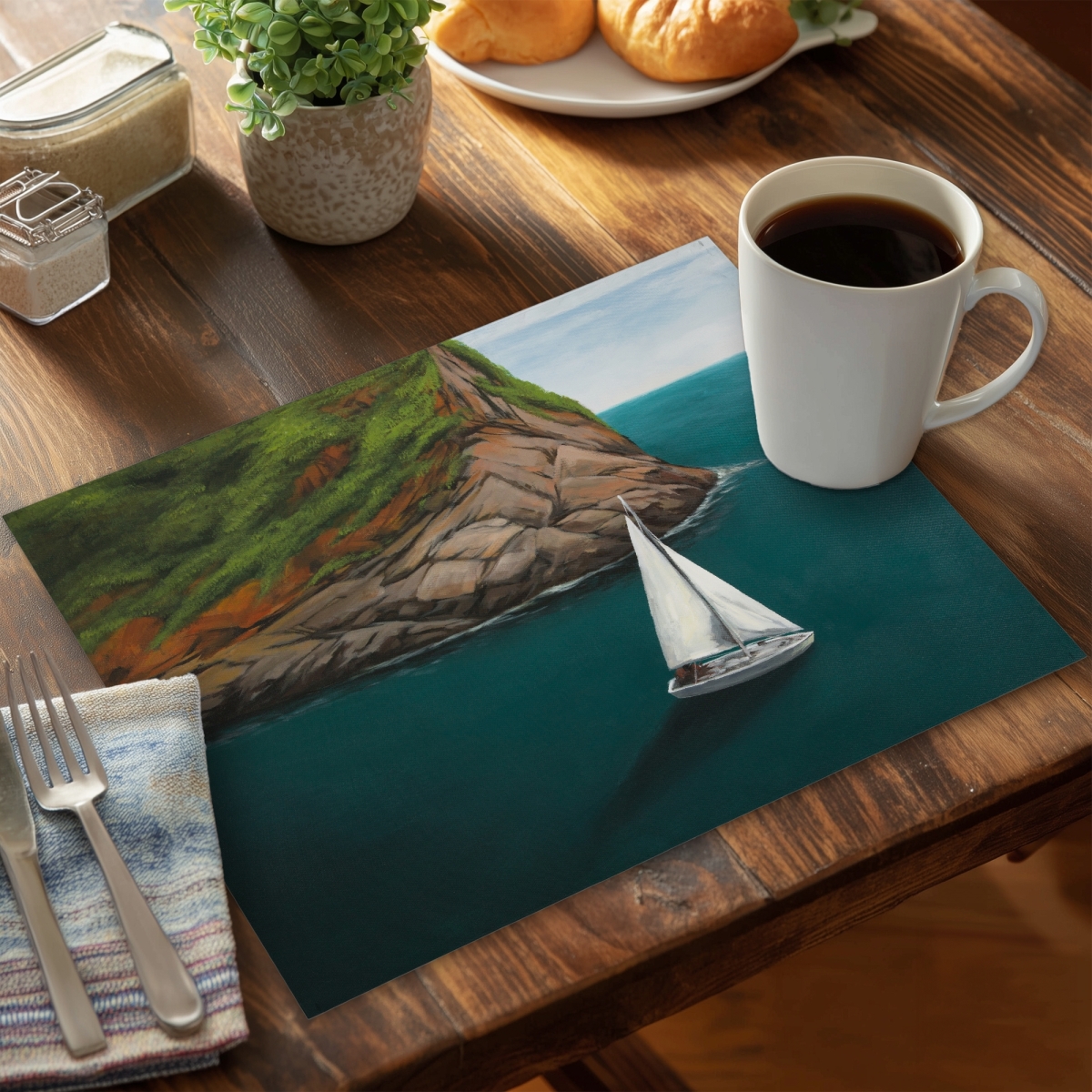 Picture of Begin Home Decor CPPM1418SPGH9Q 14 x 18 in. Blue Coastal Placemat - at Seda in Porto Venere Home Decor