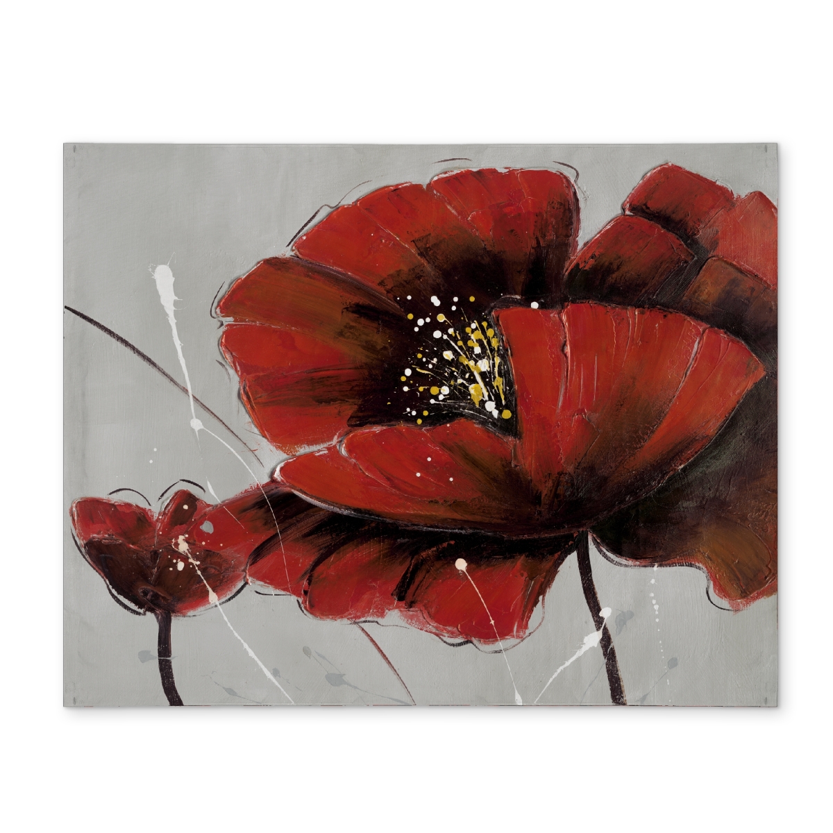 Picture of Begin Home Decor CPPM1418FE59VE 14 x 18 in. Gray Floral Polyester Placemat - Red Poppy Flowers Decor