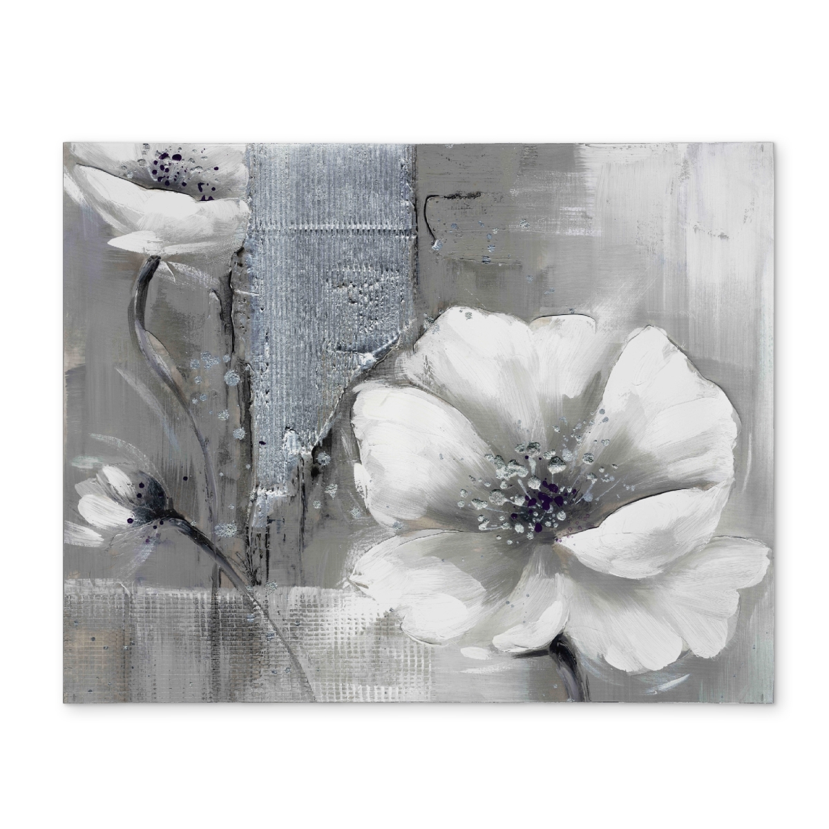 Picture of Begin Home Decor CPPM1418R8LDBF 14 x 18 in. Monochrome Silver Floral Placemat - White Botanical Decor