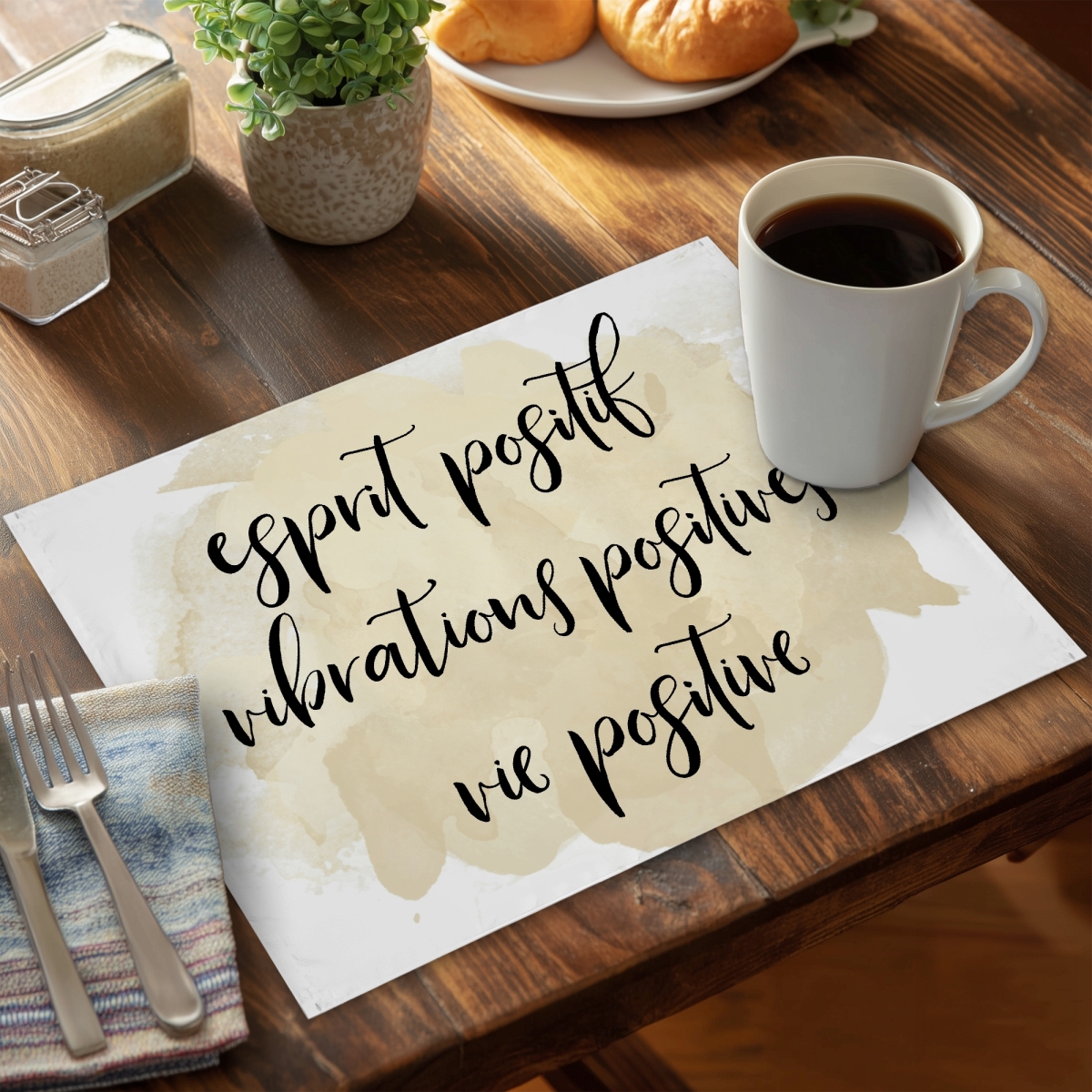 Picture of Begin Home Decor CPPM14180MAXG7 14 x 18 in. Esprit Positif Vibrations Placemats - Motivational Home Decor