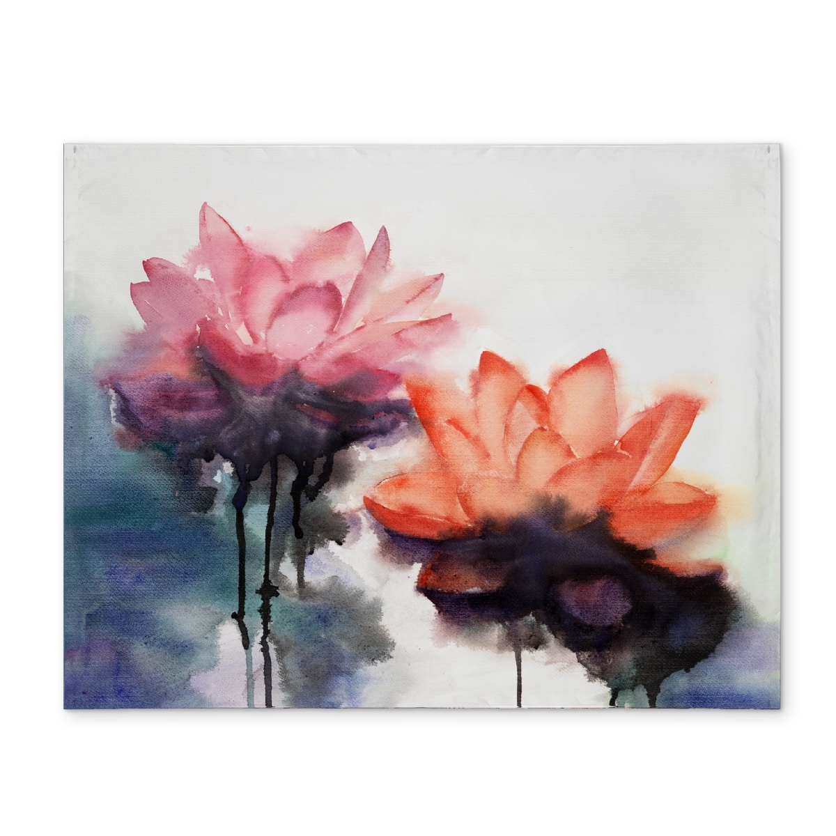 Picture of Begin Home Decor CPPM1418SLNMYQ 14 x 18 in. Watercolor Lotus Flowers Placemat - Floral Polyester Decor