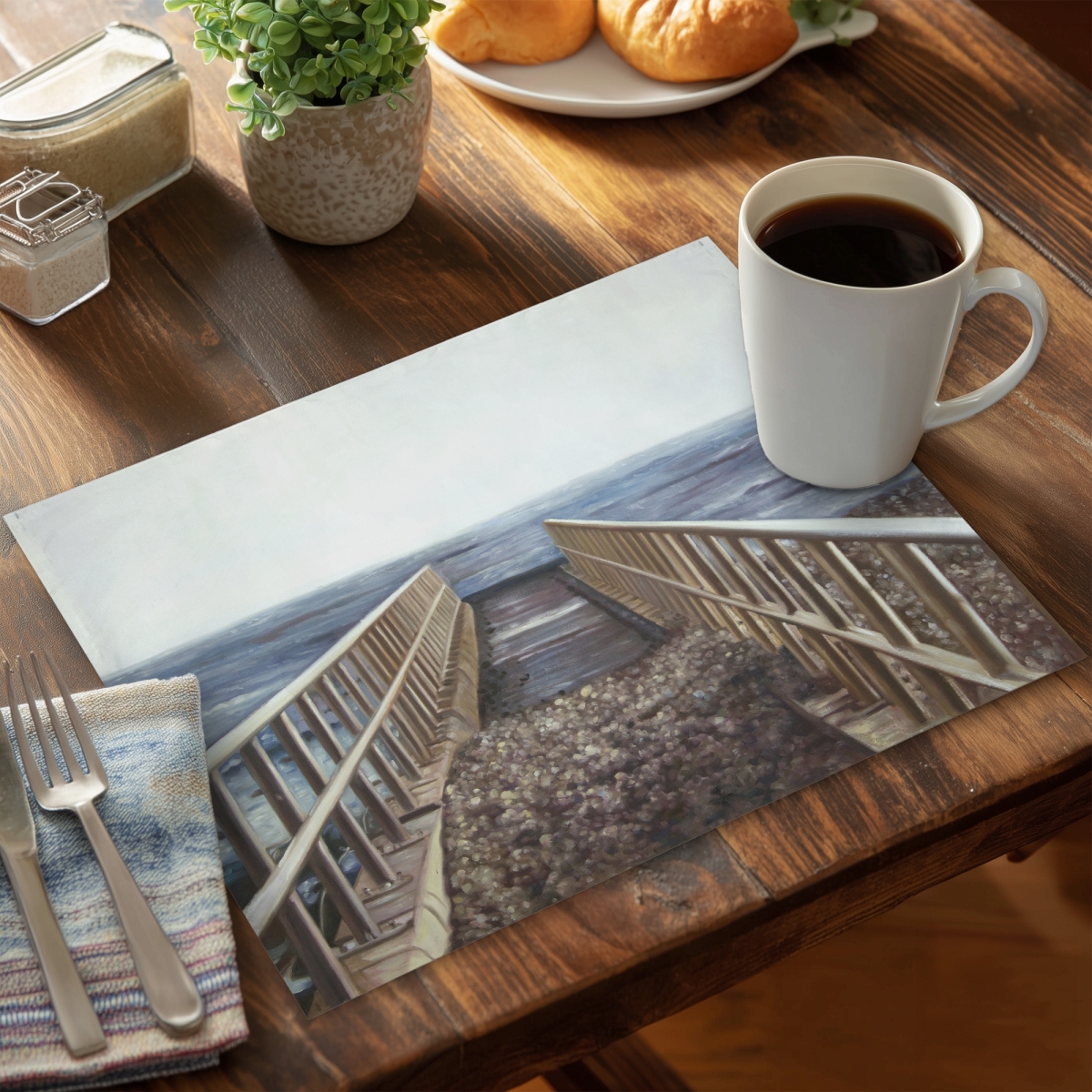 Picture of Begin Home Decor CPPM1418F5KE8P 14 x 18 in. Relaxing Beach Marine Coastal Polyester Placemat - Home Decor