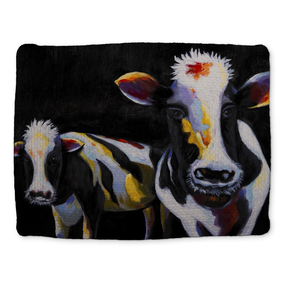 Picture of Begin Home Decor CBPM1418S3YGN6 14 x 18 in. Two Funny Cows Contemporary White Braided Placemat - Home Decor