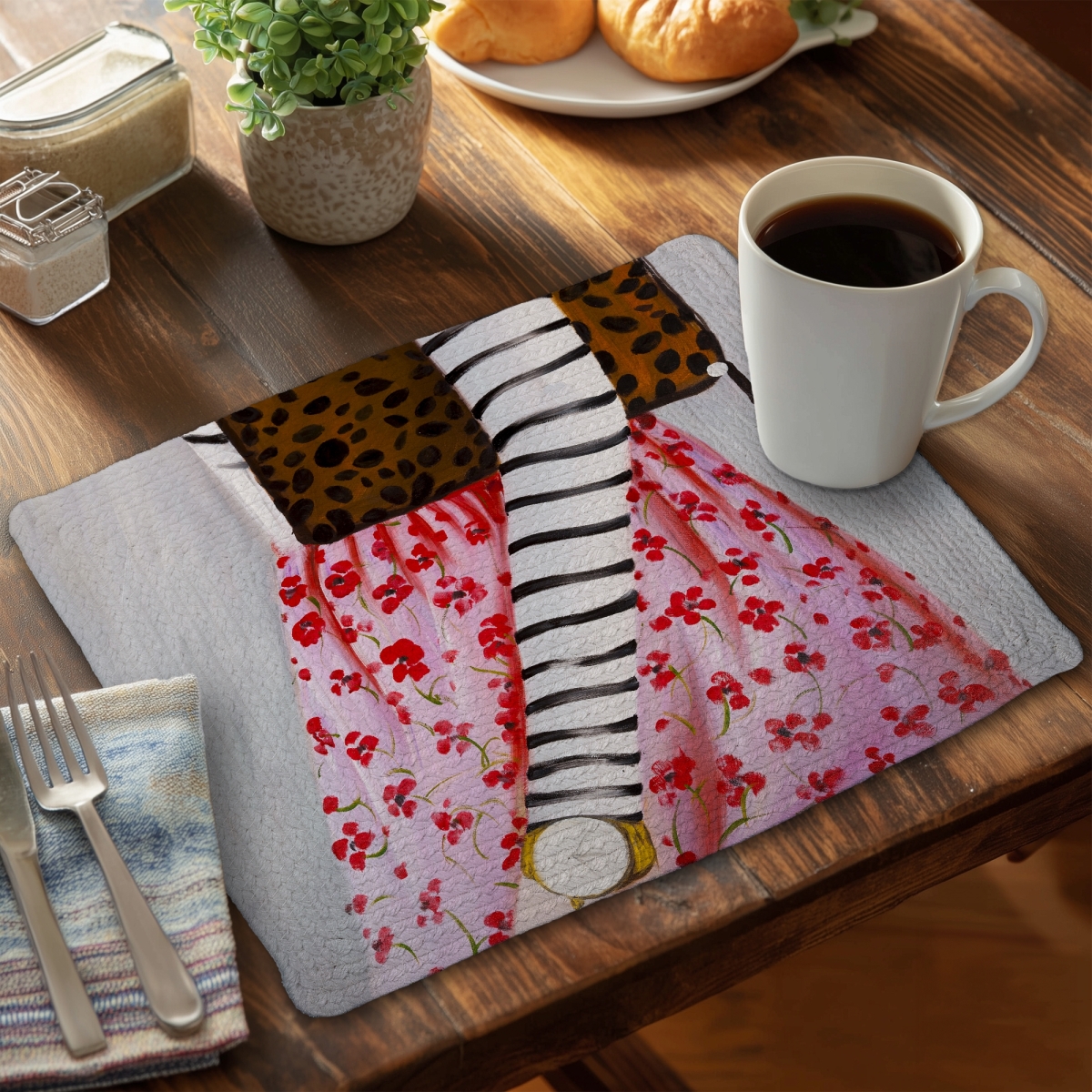 Picture of Begin Home Decor CBPM14183YO7DT 14 x 18 in. Fashionable Woman Placemat - Leopard Bag Design - Home Decor