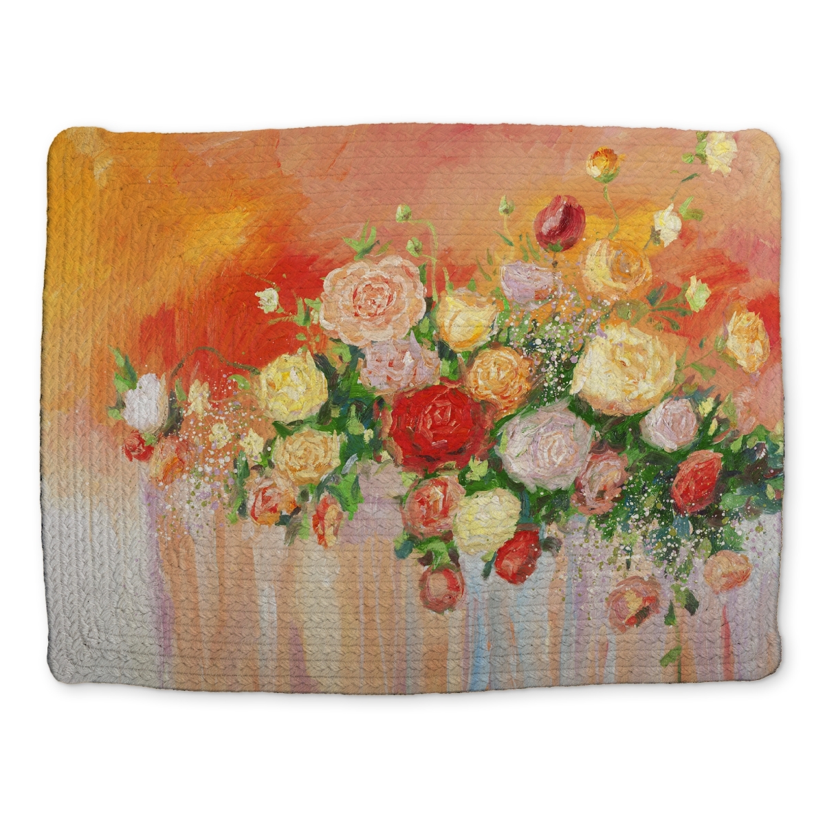 Picture of Begin Home Decor CBPM1418NL877K 14 x 18 in. Red Floral Braided Polyester Placemat - Home Decor - Bouquet