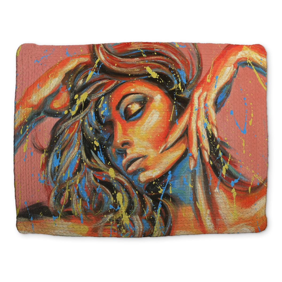 Picture of Begin Home Decor CBPM14181PAZXH 14 x 18 in. Dance the Colors Orange Braided Polyester Placemat - Home Decor